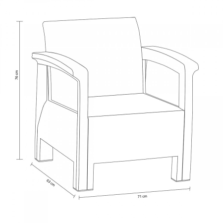 RAKI TOSCANA Set gradina 4 piese, canapea dubla, 2 fotolii si masa, maro, plastic tip ratan [3]