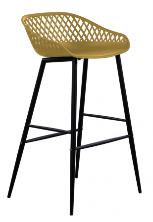 Scaune si fotolii - RAKI TOYAMA Scaun bar din polipropilena cu picioare metalice, 48x47xh95cm, galben/negru