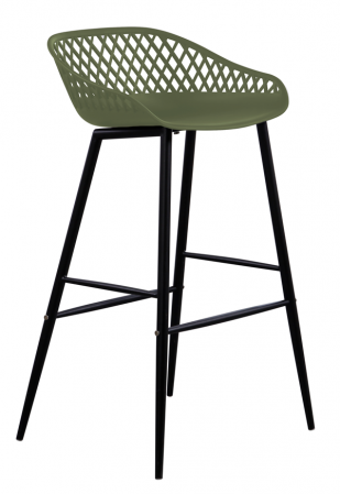Scaune si fotolii - RAKI TOYAMA Scaun bar din polipropilena cu picioare metalice, 48x47xh95cm, verde/negru