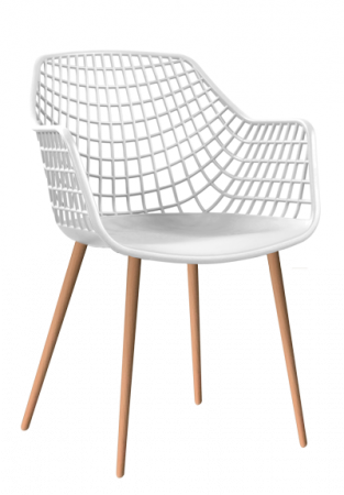 Scaune si fotolii - RAKI TOYAMA Scaun bucatarie alb, polipropilena cu picioare metalice aspect lemn, 56x57xh84cm