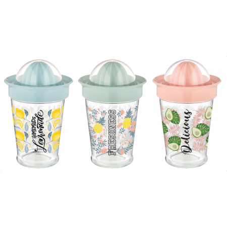 RAKI TWISTER Storcator citrice, 450ml, sticla cu componente plastic, diferite decoruri si culori [3]
