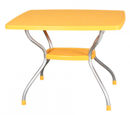 Produse - RAKI VEGA Masa gradina, terasa dreptunghiulara, 100x70xh73cm, galbena, blat plastic, picioare aluminiu