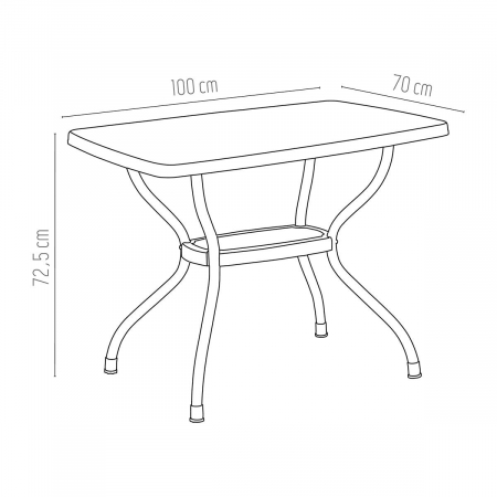 RAKI VEGA Masa gradina, terasa dreptunghiulara, 100x70xh73cm, portocalie, blat plastic, picioare aluminiu [2]