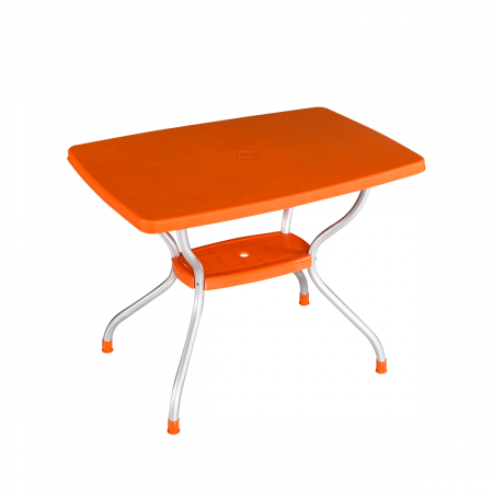 Produse - RAKI VEGA Masa gradina, terasa dreptunghiulara, 100x70xh73cm, portocalie, blat plastic, picioare aluminiu