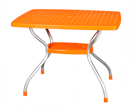 RAKI VEGA Masa gradina, terasa dreptunghiulara, 100x70xh73cm, portocalie, blat plastic, picioare aluminiu [1]