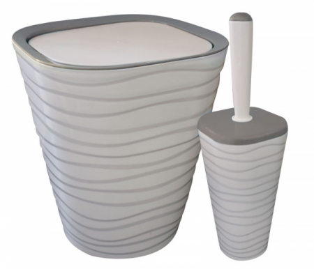Cosuri de gunoi - RAKI WELLE Set baie cos gunoi cu perie WC gri