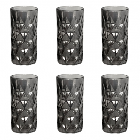 Old School - RAKI WICKED Set 6 pahare long drink, din sticla, D7,1xh14,6cm, fumurii