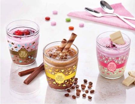 RAKI YUMMY Set 3 pahare pentru desert, 250ml, sticla, cu decor [1]