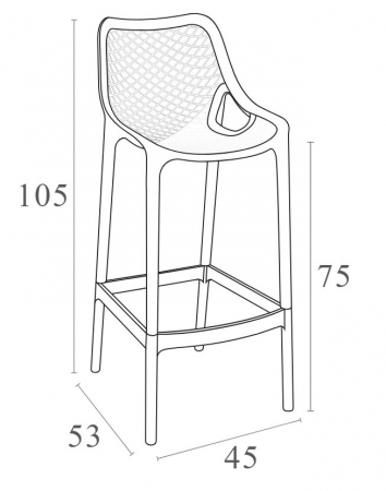 SIESTA AIR Scaun bar, polipropilena cu fibra de sticla, 45x53xh105cm, negru [5]