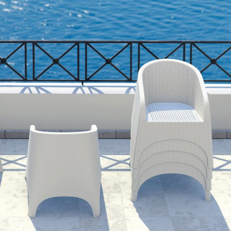 SIESTA ARUBA Fotoliu aspect ratan, 74x75xh80cm, plastic cu fibra de sticla, aspect ratan, alb [6]