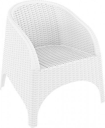 Mobilier HoReCa - SIESTA ARUBA Fotoliu aspect ratan, 74x75xh80cm, plastic cu fibra de sticla, aspect ratan, alb