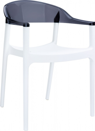 SIESTA CARMEN Scaun gradina cu brate, 49x53xh79cm, plastic, alb cu spatar negru transparent [0]
