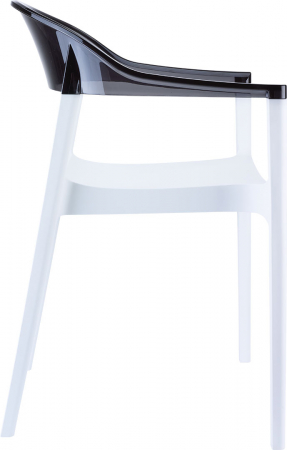 SIESTA CARMEN Scaun gradina cu brate, 49x53xh79cm, plastic, alb cu spatar negru transparent [2]