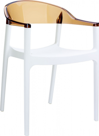 Produse - SIESTA CARMEN Scaun gradina cu brate, 49x53xh79cm, plastic, alb cu statar chihlimbar transparent