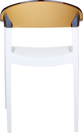 SIESTA CARMEN Scaun gradina cu brate, 49x53xh79cm, plastic, alb cu statar chihlimbar transparent [4]