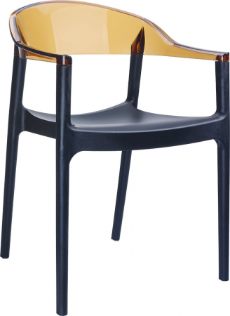 SIESTA CARMEN Scaun gradina cu brate, 49x53xh79cm, plastic, negru cu spatar chihlimbar transparent [0]