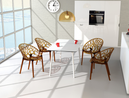 SIESTA CRISTAL Scaun policarbonat tip scoica, 59x60xh80cm, chihlimbar transparent [5]