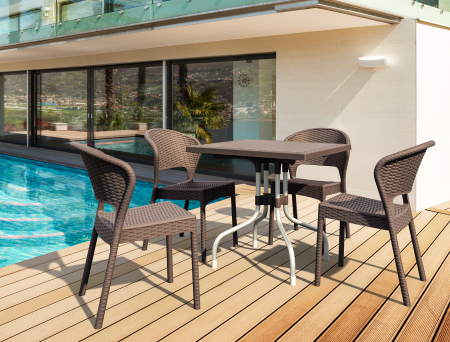 SIESTA DAYTONA Scaun terasa aspect ratan, 55x61xh81cm, plastic cu fibra de sticla, maro [8]