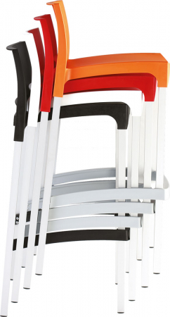 SIESTA GIO Scaun bar, polipropilena, picioare aluminiu, 39x45xh96cm, alb [3]