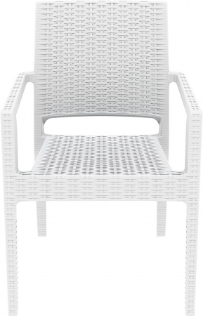 SIESTA IBIZA Scaun cu cotiere 58x59xh87cm, plastic cu fibra de sticla, aspect ratan, alb [1]