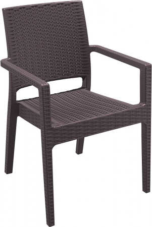 Produse - SIESTA IBIZA Scaun cu cotiere 58x59xh87cm, plastic cu fibra de sticla, aspect ratan, maro