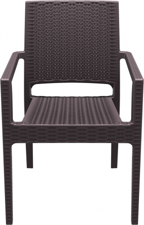 SIESTA IBIZA Scaun cu cotiere 58x59xh87cm, plastic cu fibra de sticla, aspect ratan, maro [1]