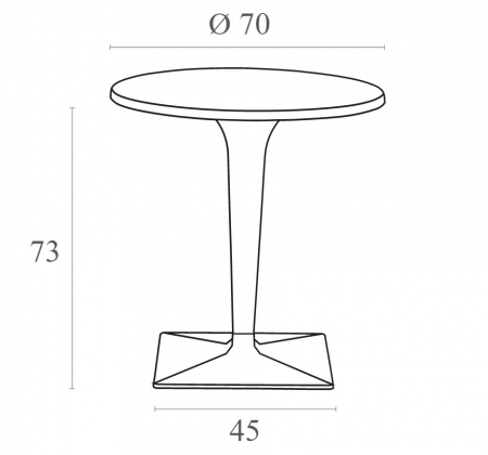 SIESTA ICE Masa rotunda neagra, D70xh73cm, blat werzalit, picior policarbonat transparent, baza aluminiu [2]