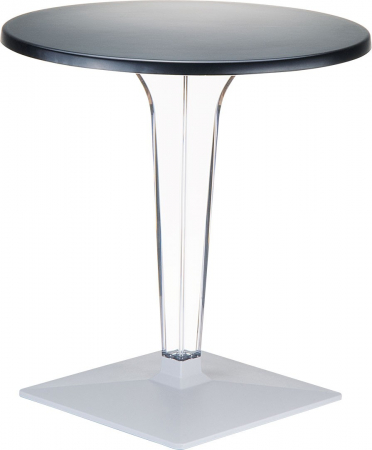 SIESTA ICE Masa rotunda neagra, D70xh73cm, blat werzalit, picior policarbonat transparent, baza aluminiu [0]