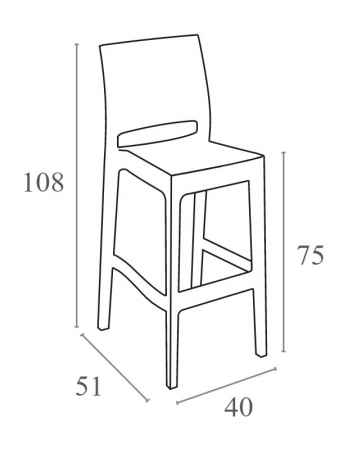 SIESTA JAMAICA Scaun bar, aspect ratan, polipropilena cu fibra de sticla, 40x51xh108cm, maro [6]