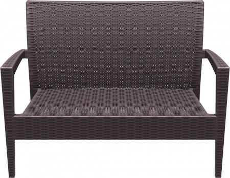 SIESTA MIAMI Canapea cu brate, 128x77xh89cm, plastic cu fibra de sticla, aspect ratan, maro [1]