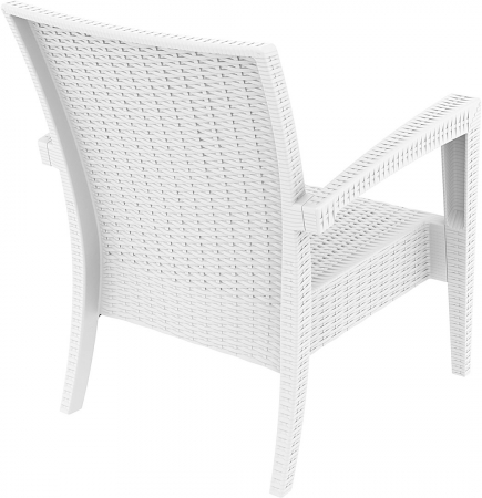 SIESTA MIAMI Fotoliu cu brate, 72x76xh89cm, plastic cu fibra de sticla, aspect ratan, alb [3]