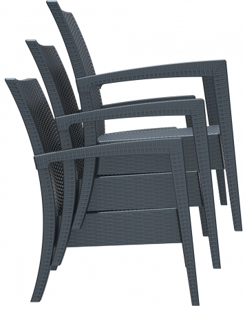 SIESTA MIAMI Fotoliu cu brate, 72x76xh89cm, plastic cu fibra de sticla, aspect ratan, alb [6]