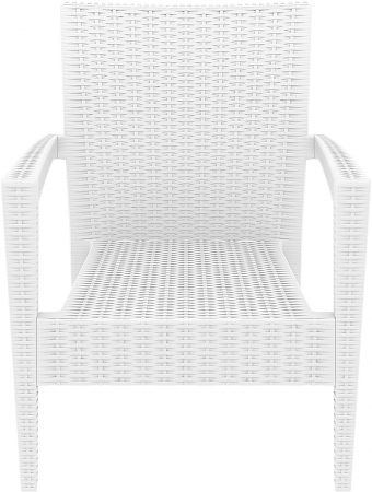 SIESTA MIAMI Fotoliu cu brate, 72x76xh89cm, plastic cu fibra de sticla, aspect ratan, alb [1]