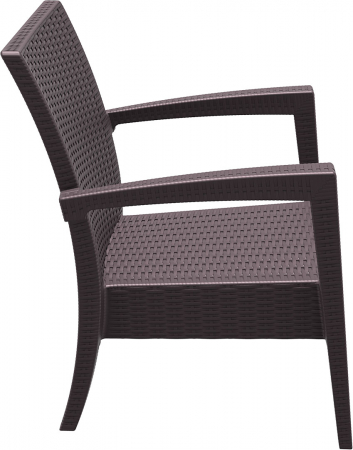 SIESTA MIAMI Fotoliu cu brate, 72x76xh89cm, plastic cu fibra de sticla, aspect ratan, maro [2]
