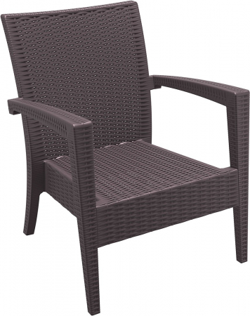 Mobilier HoReCa - SIESTA MIAMI Fotoliu cu brate, 72x76xh89cm, plastic cu fibra de sticla, aspect ratan, maro