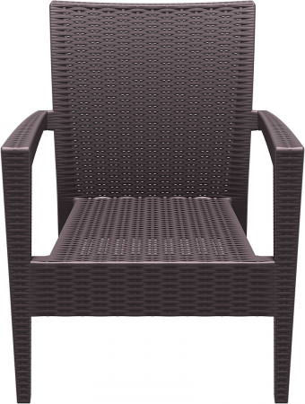 SIESTA MIAMI Fotoliu cu brate, 72x76xh89cm, plastic cu fibra de sticla, aspect ratan, maro [1]