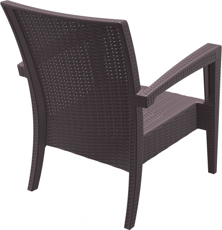 SIESTA MIAMI Fotoliu cu brate, 72x76xh89cm, plastic cu fibra de sticla, aspect ratan, maro [3]