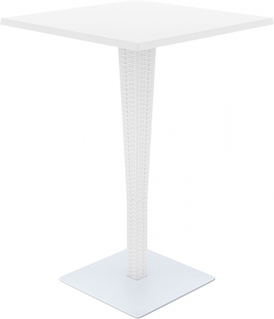Mobilier HoReCa - SIESTA RIVA Masa bar patrata, 70x70xh108cm, blat werzalit, picior poliratan, baza aluminiu, alba