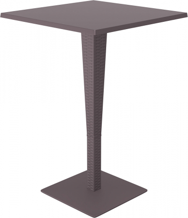 Mobilier HoReCa - SIESTA RIVA Masa bar patrata, 70x70xh108cm, blat werzalit, picior poliratan, baza aluminiu, maro