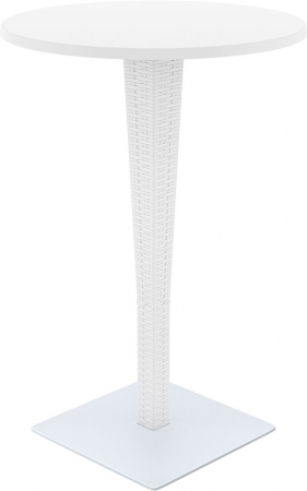 Mobilier HoReCa - SIESTA RIVA Masa bar rotunda, D70xh108cm, blat werzalit, picior poliratan, baza aluminiu, alba