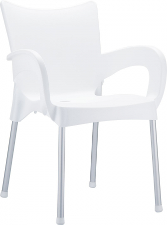 Produse - SIESTA ROMEO Scaun gradina, terasa cu brate, 58x53xh83cm, polipropilena, picioare aluminiu, alb