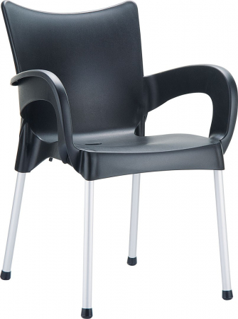 SIESTA ROMEO Scaun gradina, terasa cu brate, 58x53xh83cm, polipropilena, picioare aluminiu, negru [0]