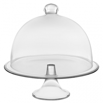 Vidivi - VIDIVI BANQUET Platou cu picior si capac sticla temperata pentru tort, prajituri 33xh30,5cm