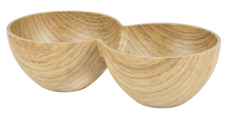 Platouri si boluri polistiren - WILLOW BUFFET Bol cu 2 compartimente din polistiren antibacterian, 19,8x10xh5,5cm, aspect lemn