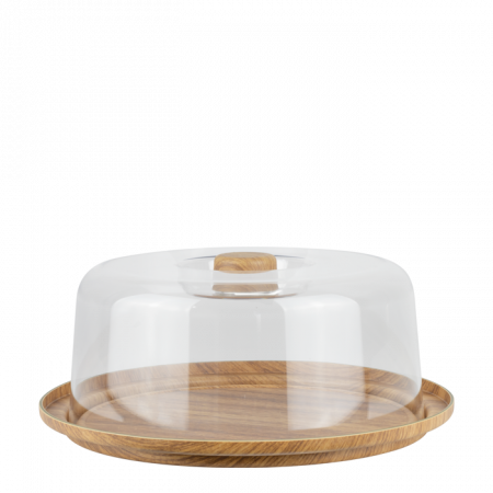Display-uri si suporturi - WILLOW BUFFET Platou rotund cu capac, D28xh12cm, polistiren antbacterial, aspect lemn