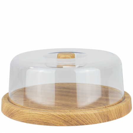 Display-uri si suporturi - WILLOW BUFFET Platou rotund cu capac, D31xh13cm, polistiren antbacterial, aspect lemn