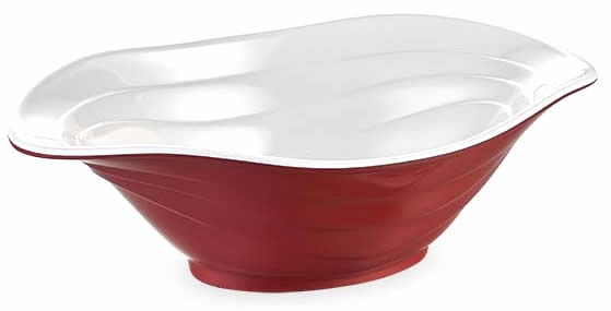 RAKI DUET Bol melamina bicolor, 33x23cm, rosu alb