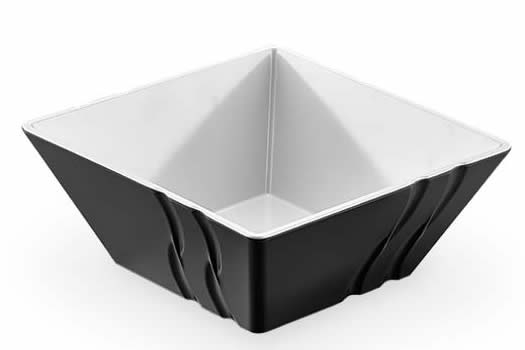 RAKI LUXOR Bol patrat melamina, 24x24x10cm, 3280ml, BICOLOR negru alb