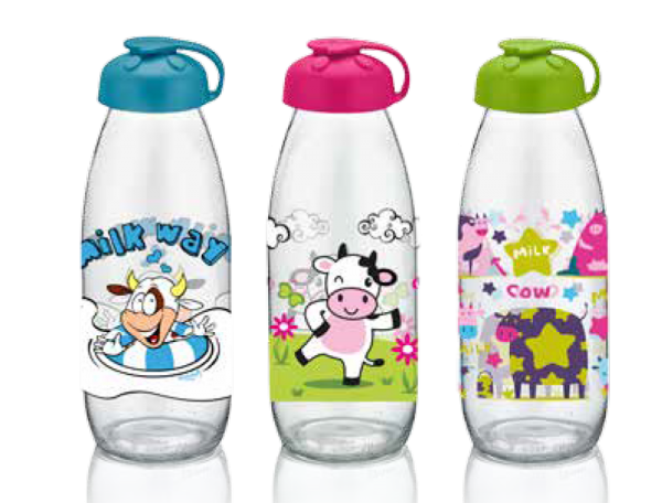 RAKI MILKY Sticla pentru copii cu decor 500ml, din sticla, diferite decoruri si culori