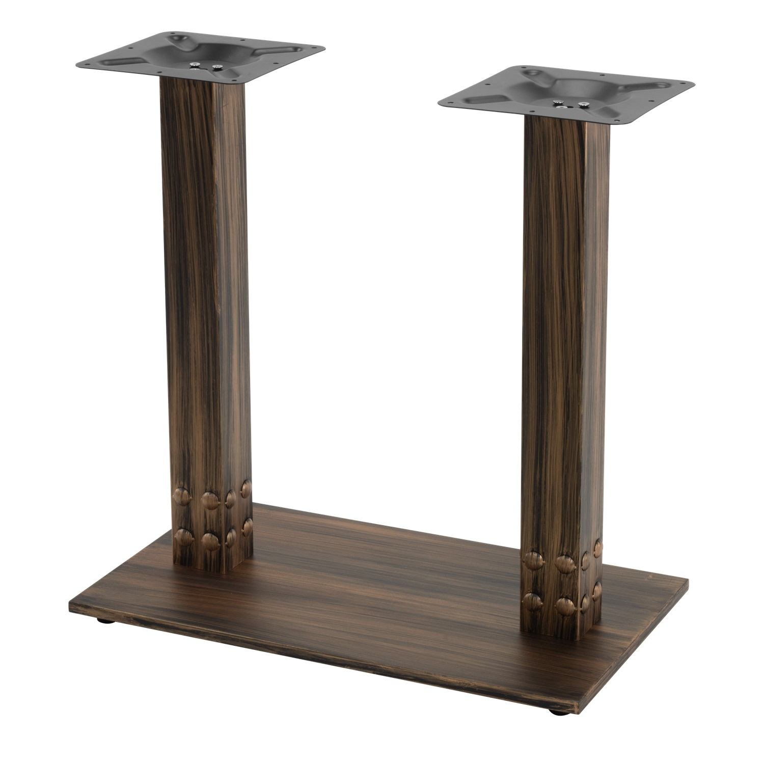 RAKI Picior baza dubla metalica pentru masa, 70x40xh72cm, aspect vintage bronz antichizat